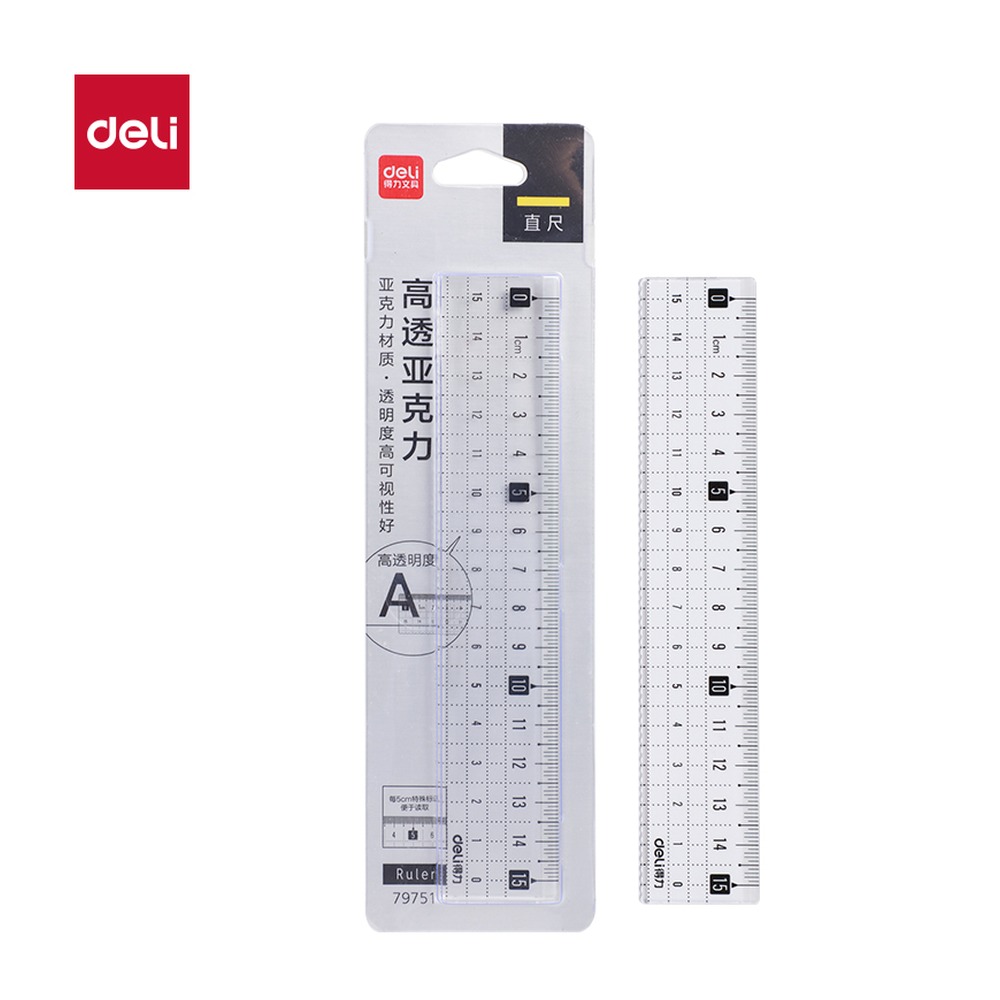 DELI/得力 直尺 79751 颜色:透明；尺寸:15cm；包装:把 单位:套
