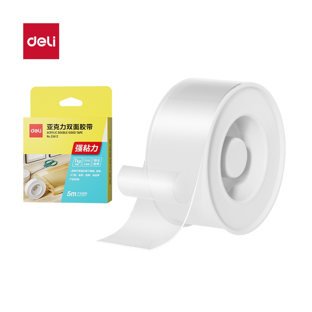 DELI/得力 纳米胶带 33612 颜色:透明；尺寸:30mm*5m*1mm；包装:1卷/盒；笔芯规格:30mm/1mm 单位:盒