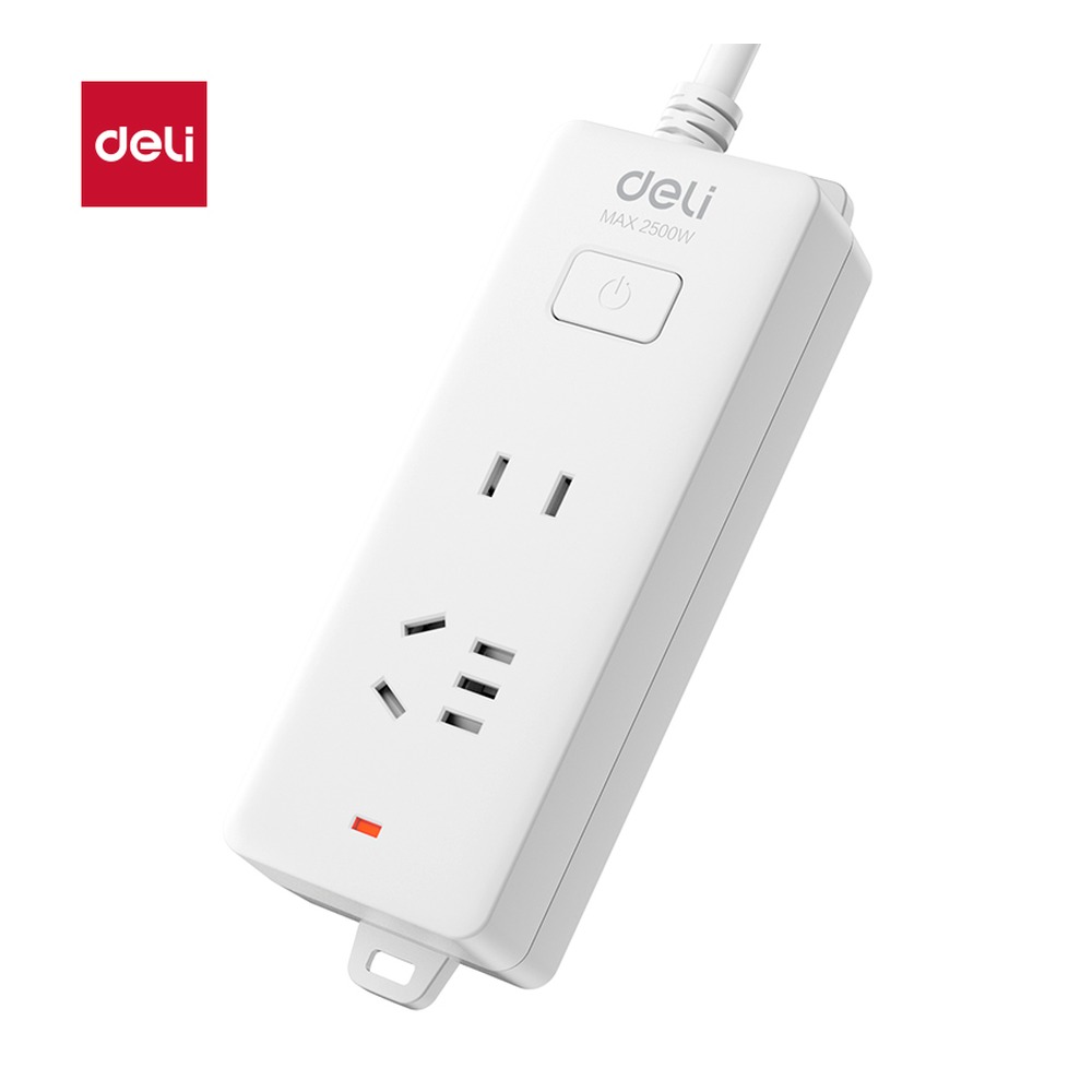 DELI/得力 插座1组+11米PVC 18276(01) 颜色:白；材质:PVC；额定功率:2500W 单位:只