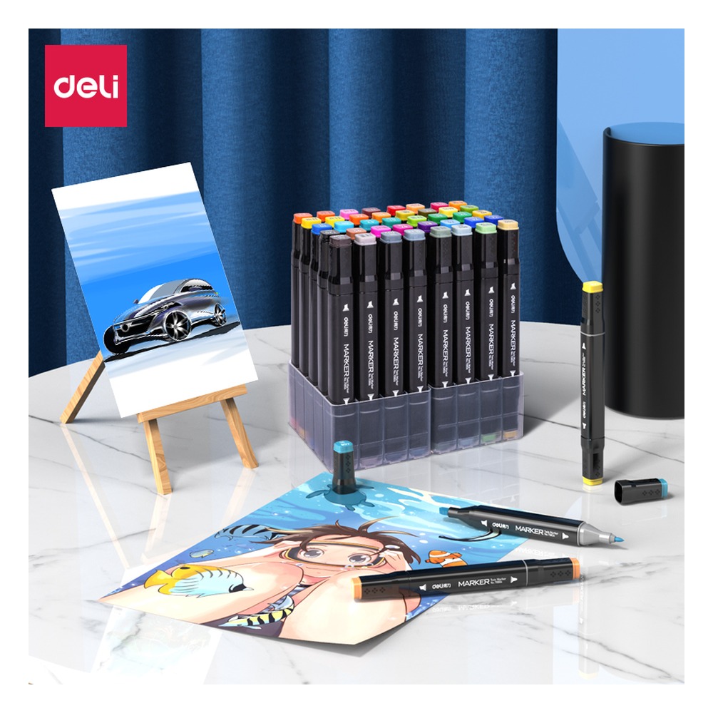 DELI/得力 色布黑杆彩色马克笔 70806-40 颜色:混；包装:40色/袋 单位:袋