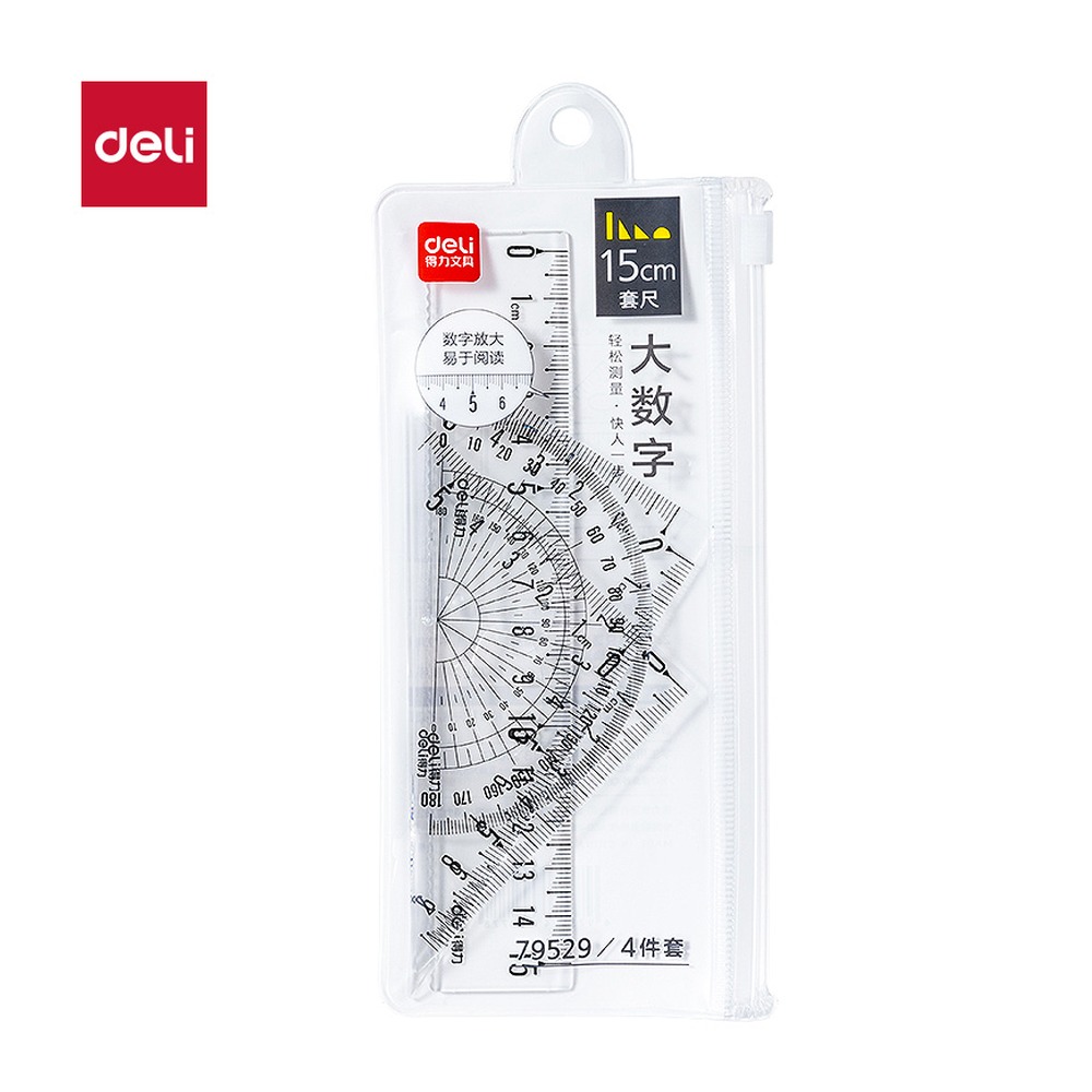DELI/得力 易读取套尺 79529 颜色:透明；尺寸:15cm 单位:套