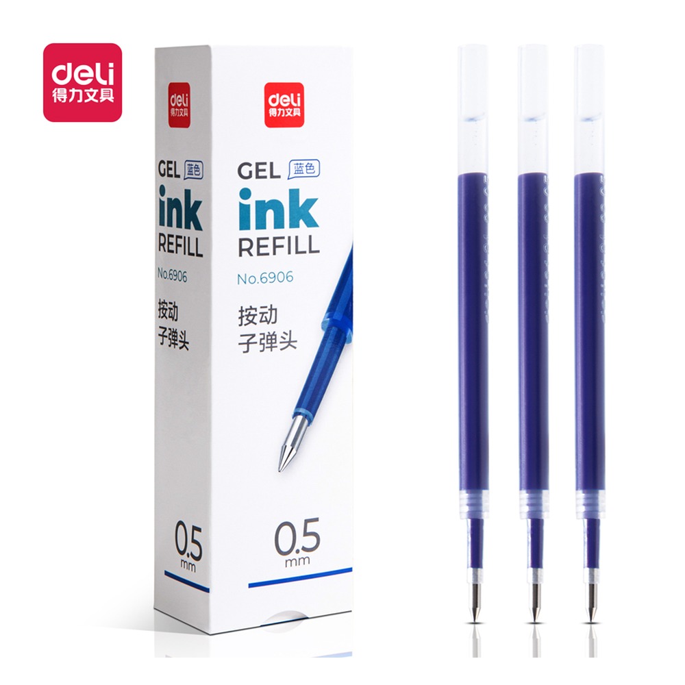 DELI/得力 按动中性笔替芯 6906 颜色:蓝色；尺寸:0.5mm；笔芯规格:0.5mm 子弹头 单位:支