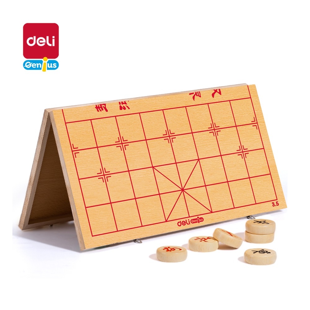 DELI/得力 木连盘中国象棋3.5 6747 颜色:原木色；材质:木；尺寸:3.5；包装:盒；结构:连盘 单位:盒