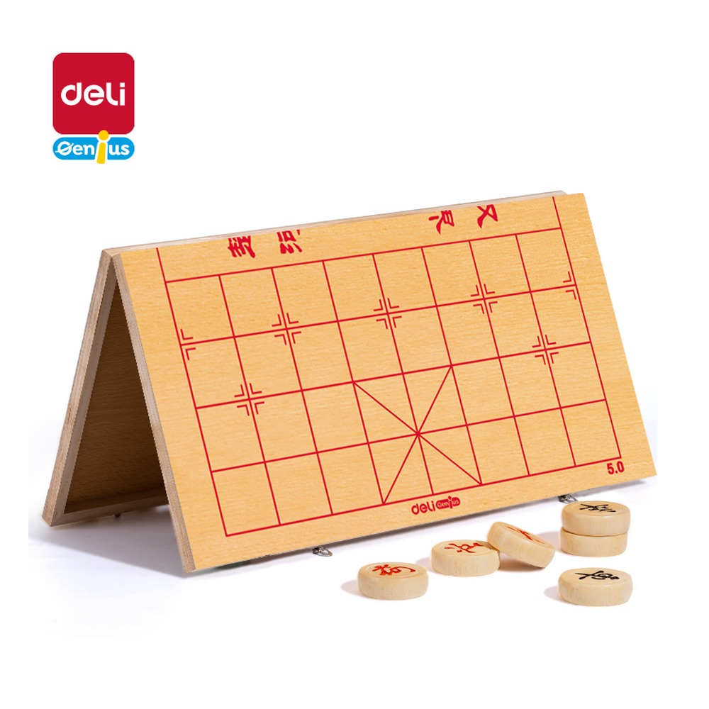 DELI/得力 木连盘中国象棋5.0 6749 颜色:原木色；材质:木；尺寸:5.0；包装:盒；结构:连盘 单位:盒