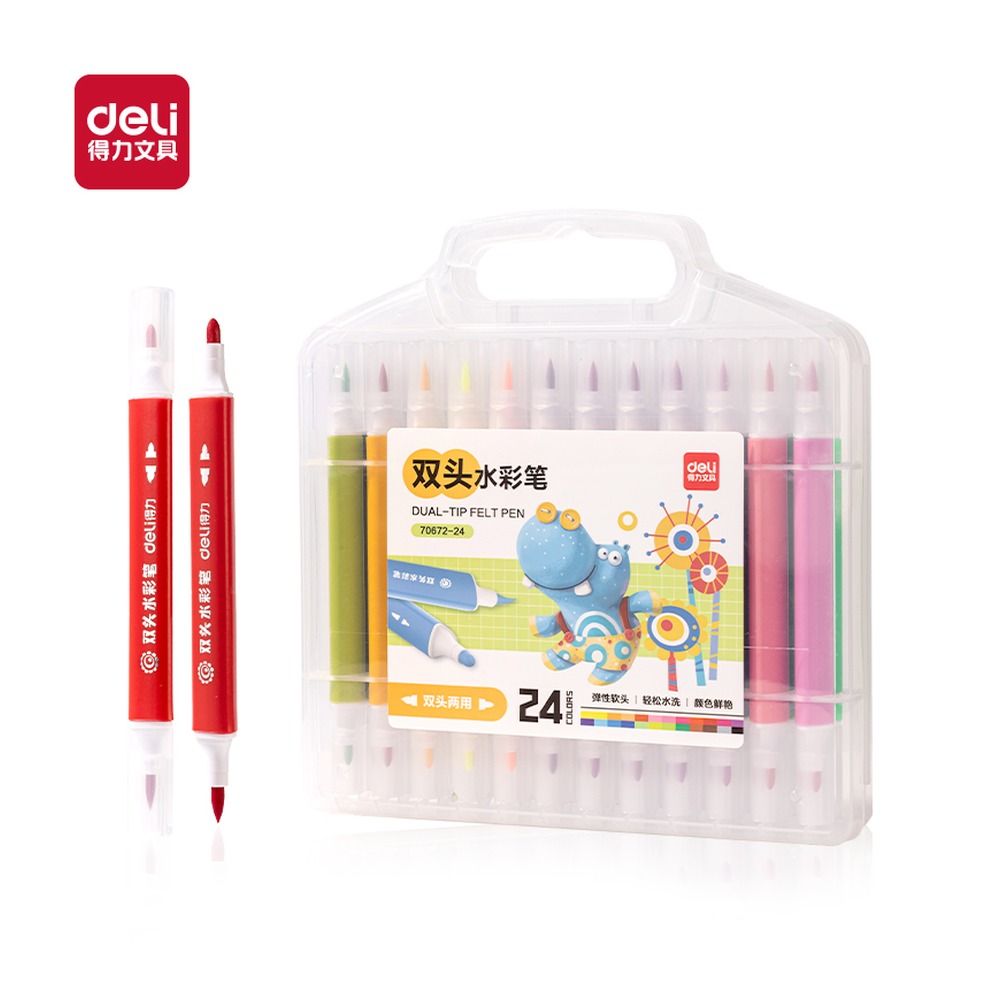 DELI/得力 双头水彩笔 70672-24 颜色:混 单位:盒