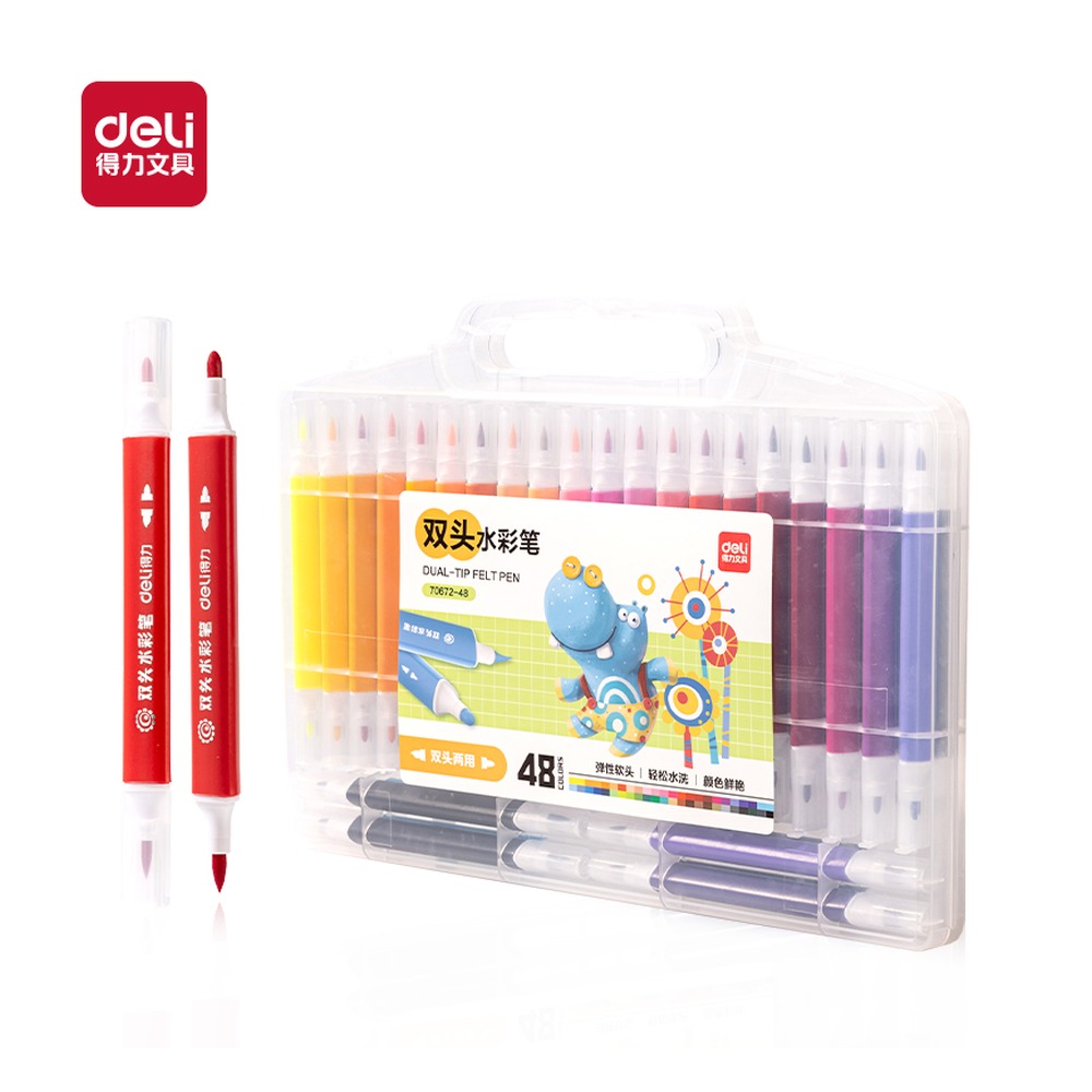 DELI/得力 双头水彩笔 70672-48 颜色:混 单位:盒