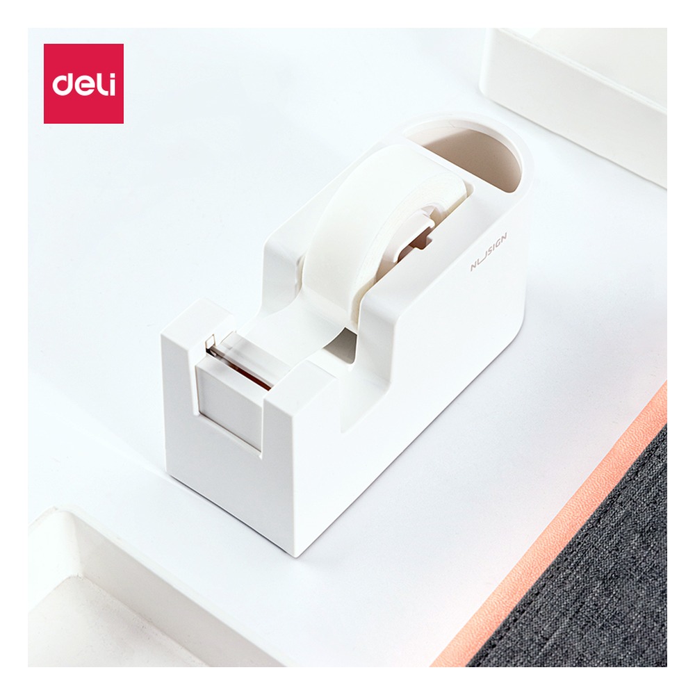DELI/得力 安全胶带座 NS123 颜色:白色；尺寸:136x53x66mm；笔芯规格:65mm 单位:盒