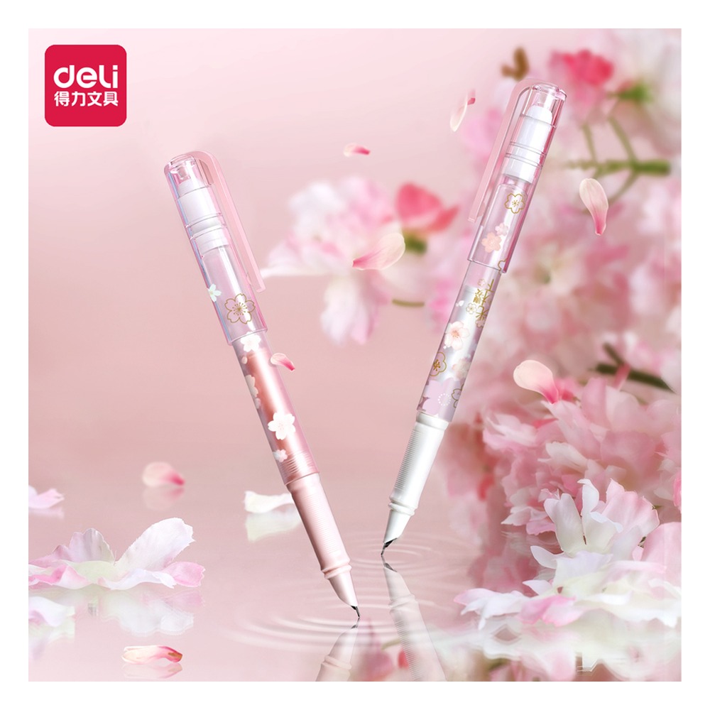 DELI/得力 练字钢笔 A938 颜色:晶蓝；包装:1笔+6墨囊/卡 单位:卡