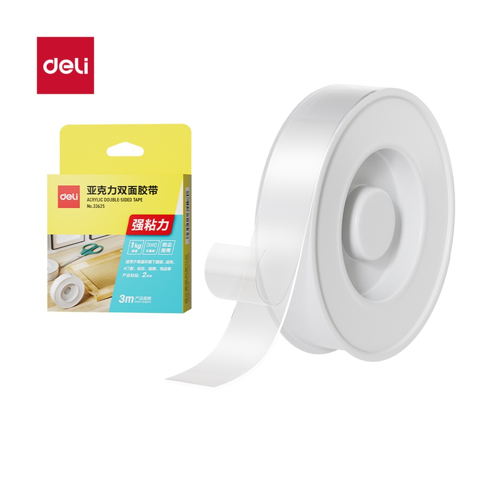 DELI/得力 纳米胶带 33625 颜色:透明；尺寸:15mm*3m*1mm；包装:2卷/盒；笔芯规格:15mm/1mm 单位:盒