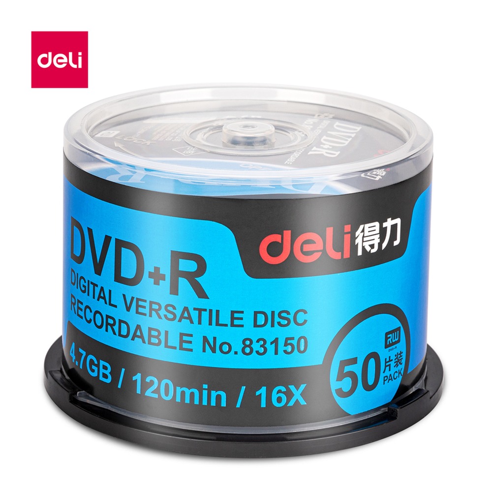 DELI/得力 光盘DVD+R 83150 颜色:银；容量:4.7GB；包装:50片/桶；适用:DVD+R 单位:桶