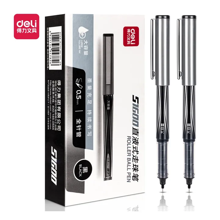 DELI/得力 直液式走珠笔全 S1600 颜色:黑；尺寸:0.5mm；笔芯规格:0.5mm全针管 单位:支