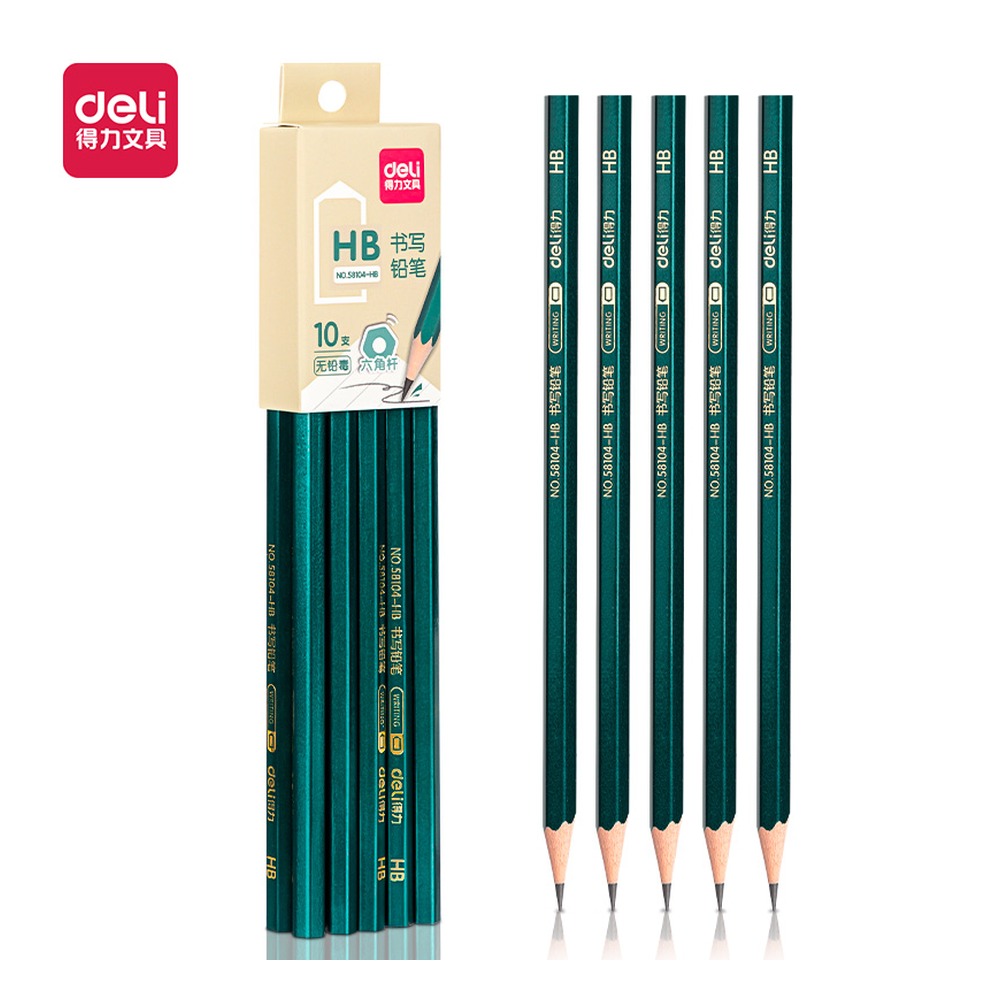 DELI/得力 装简易包装铅笔 58104-HB 颜色:混；包装:10支/盒；其他:HB 单位:盒