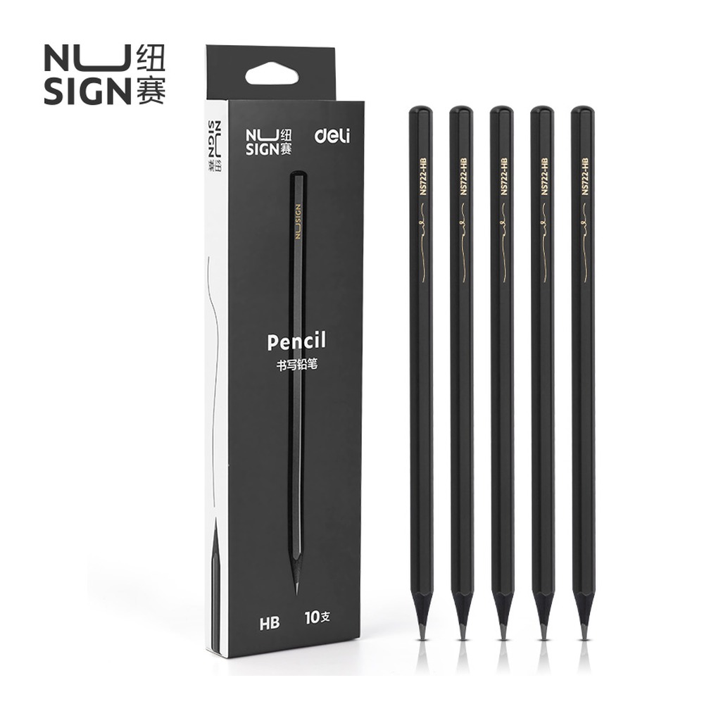 DELI/得力 装黑木铅笔 NS722-HB 颜色:黑；包装:10支/盒；其他:HB 单位:盒