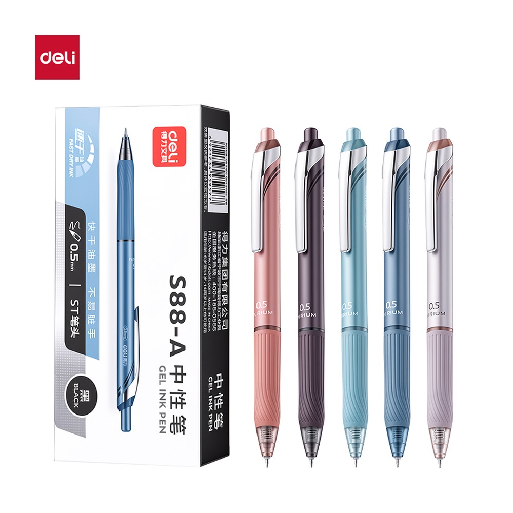 DELI/得力 学生中性笔 S88-A 规格:12583；颜色:黑；尺寸:0.5mm；笔芯规格:0.5mm 单位:支