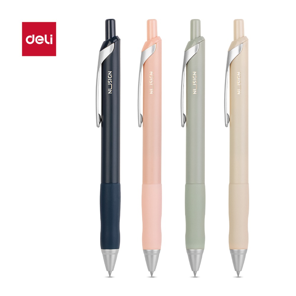 DELI/得力 臻顺滑按动中性笔 33785 颜色:岸砂白；尺寸:0.5mm；包装:支；笔芯规格:0.5mm子弹头 单位:支