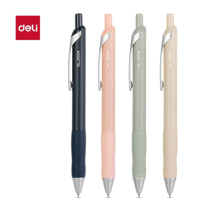 DELI/得力 臻顺滑按动中性笔 33785 颜色:岸砂白；尺寸:0.5mm；包装:支；笔芯规格:0.5mm子弹头 单位:支