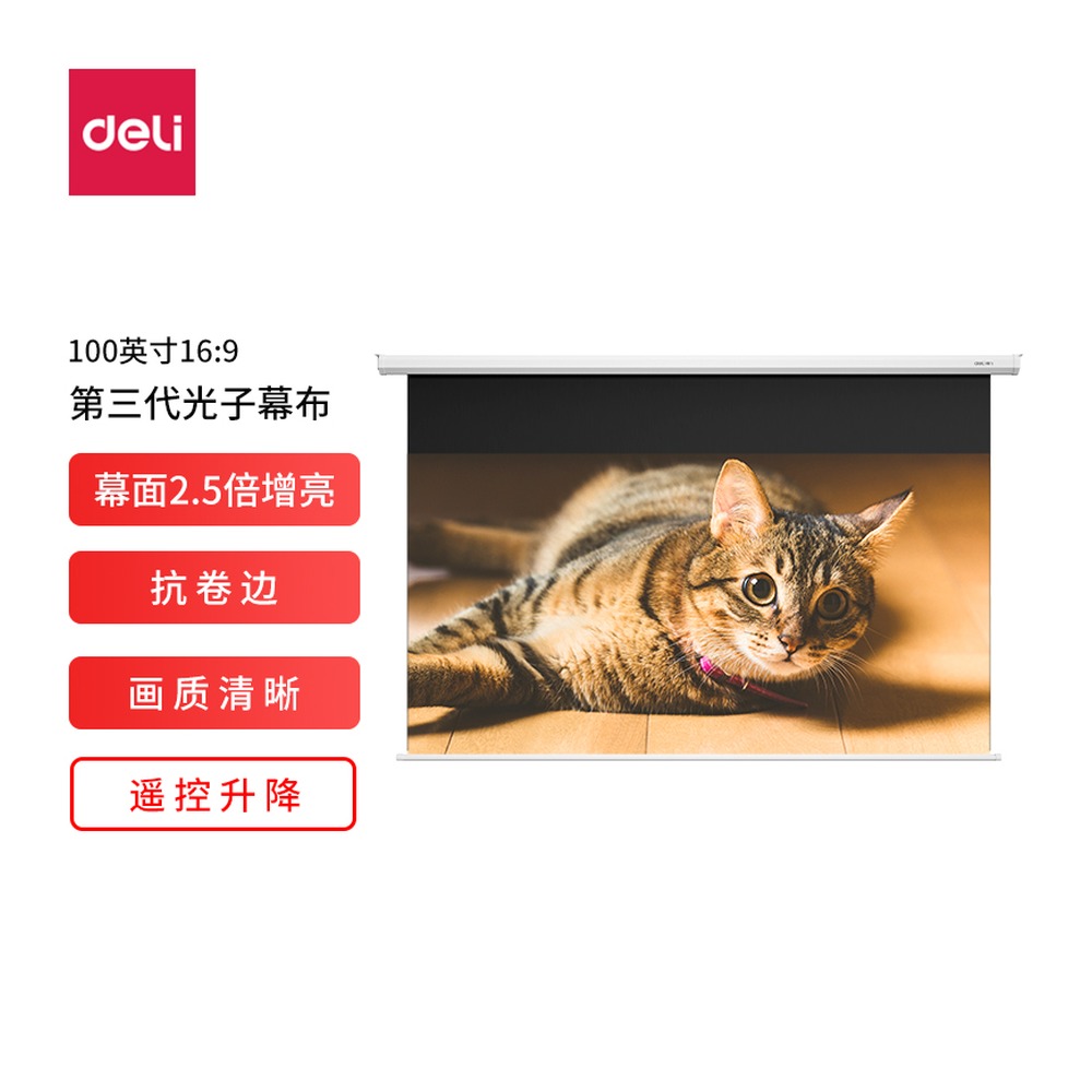 DELI/得力 电动遥控投影幕 50452S 颜色:白；重量:11kg；额定功率:4 w 单位:支
