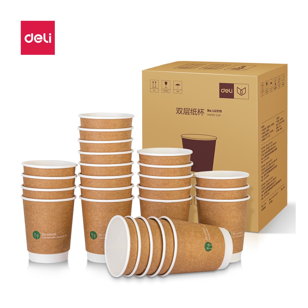 DELI/得力 双层纸杯 LU219 颜色:棕色；包装:20袋/箱 单位:箱