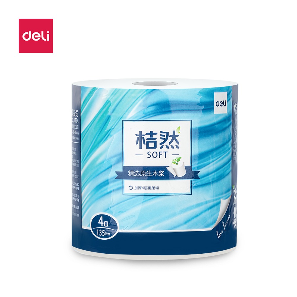 DELI/得力 有芯卷纸 WJ4135-01 规格:135克/卷、20卷/箱 le cf <<；颜色:蓝；尺寸:138*l10lmm MA；克重:135克 单位:卷