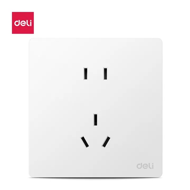 DELI/得力 正五孔插座装 LX906-11B 颜色:珍珠白；材质:PC阻燃材料、锡磷青铜、紫铜；包装:CPP袋；额定功率:18W 单位:个