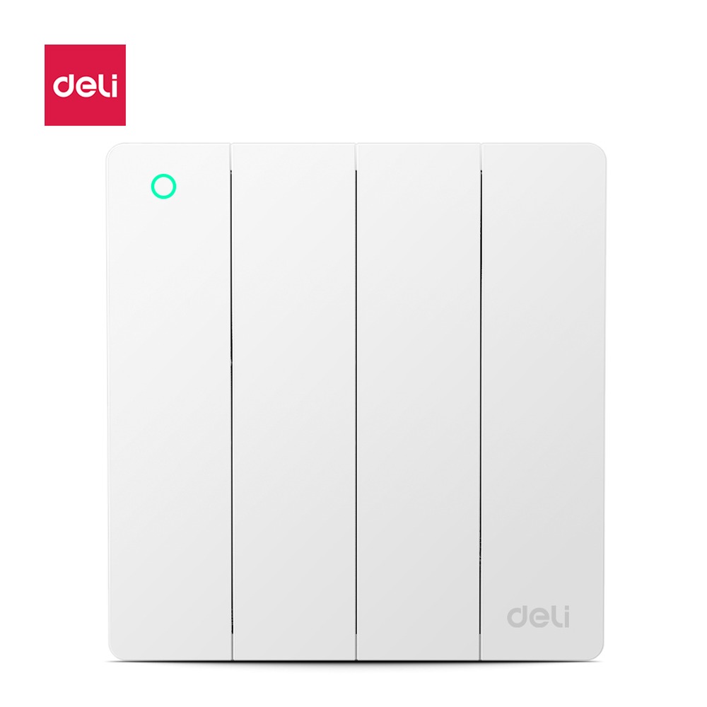 DELI/得力 四开双控 LX906-10B 颜色:白；材质:PC阻燃材料、锡磷青铜、紫铜；包装:opp袋；结构:86型 单位:个