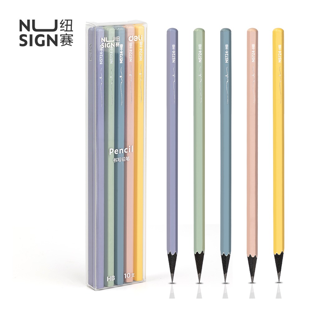 DELI/得力 彩杆HB铅笔 NS724-HB 颜色:混；包装:10支/盒 单位:盒