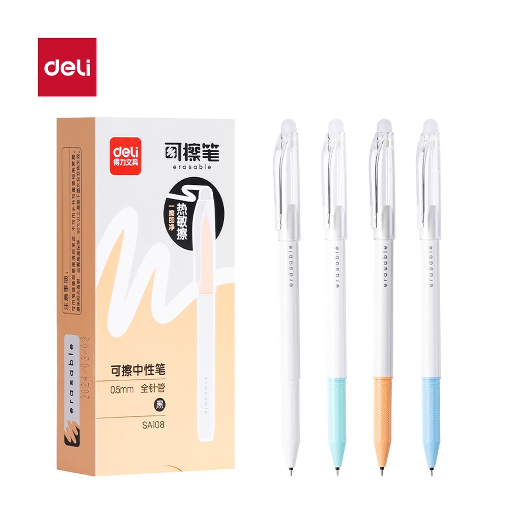 DELI/得力 拔帽可擦中性笔全 SA108 颜色:黑色；尺寸:0.5mm；笔芯规格:0.5mm 全针管 单位:支