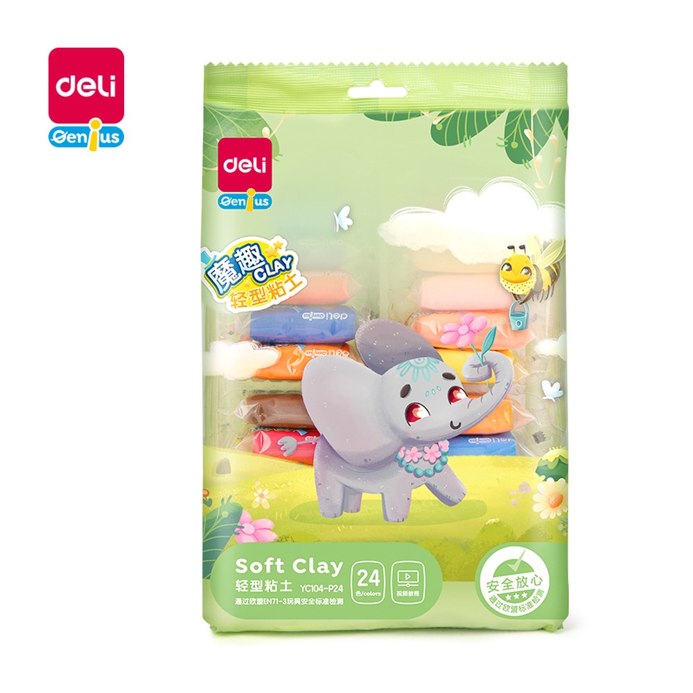 DELI/得力 轻型粘土 YC104-P24 颜色:绿；包装:袋装/箱 单位:袋
