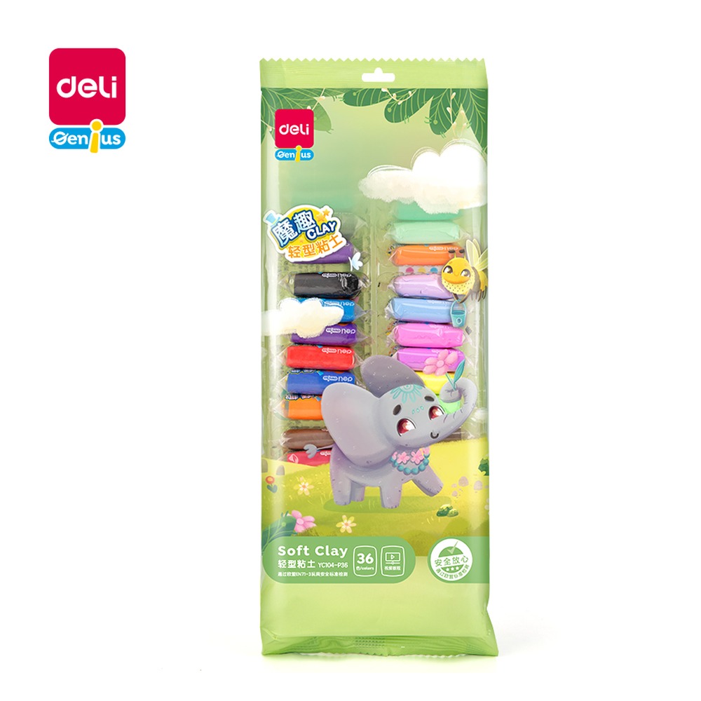 DELI/得力 轻型粘土 YC104-P36 颜色:绿；包装:袋装/箱 单位:袋
