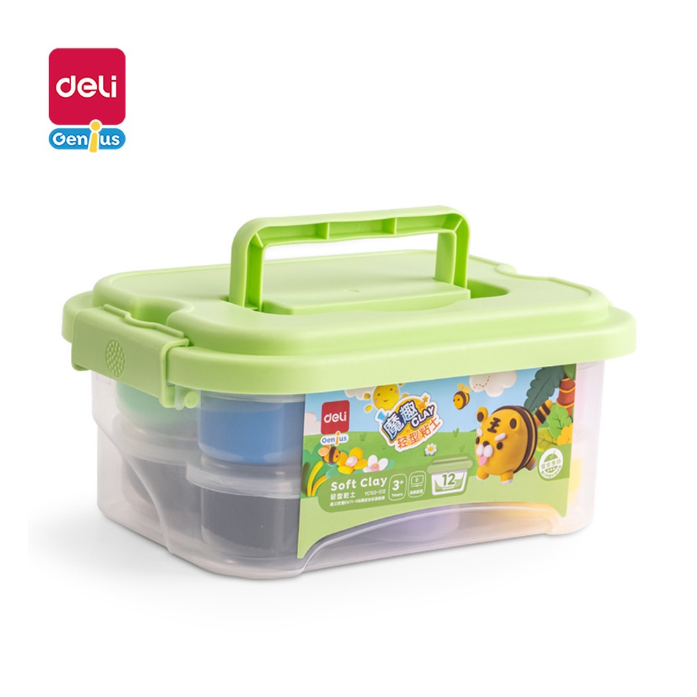DELI/得力 工具箱装轻型粘土 YC103-S12 颜色:绿；尺寸:215*151*930mm；包装:工具箱装 单位:箱