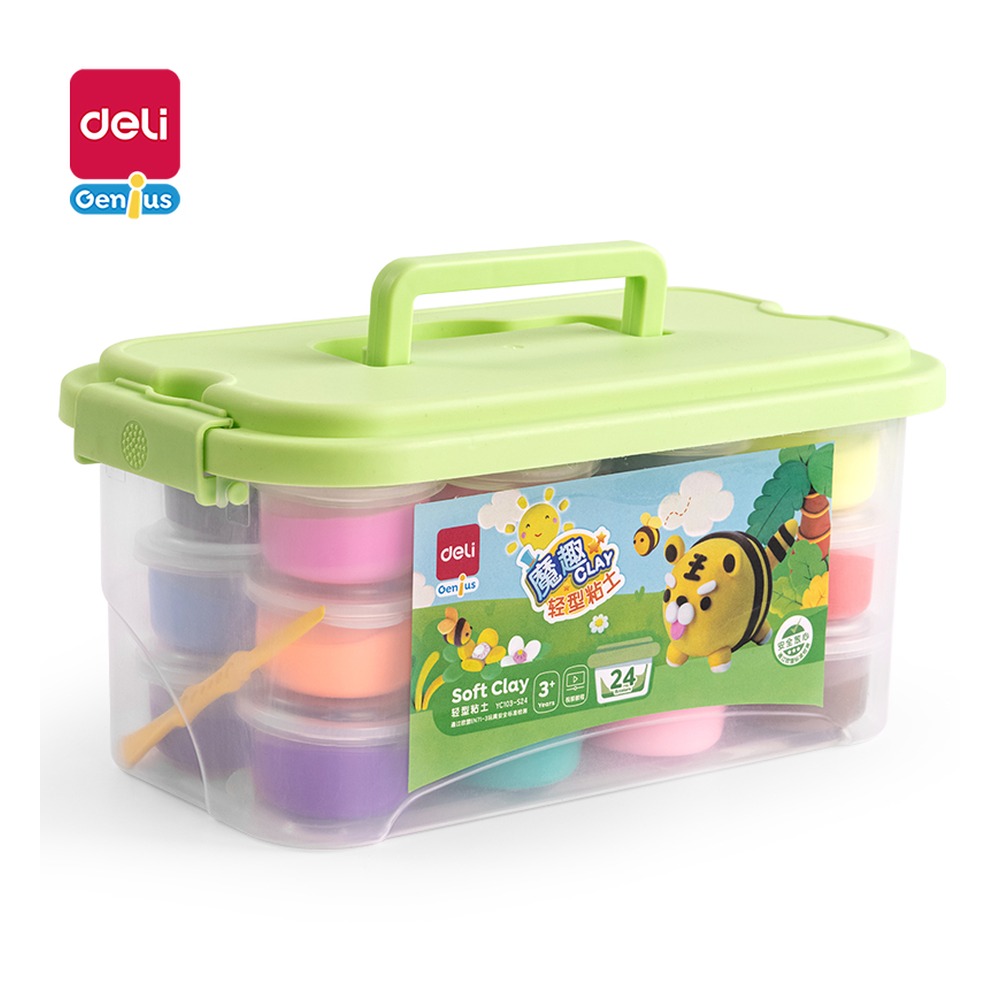 DELI/得力 工具箱装轻型粘土 YC103-S24 颜色:绿；尺寸:270*153*130mm；包装:工具箱装 单位:箱