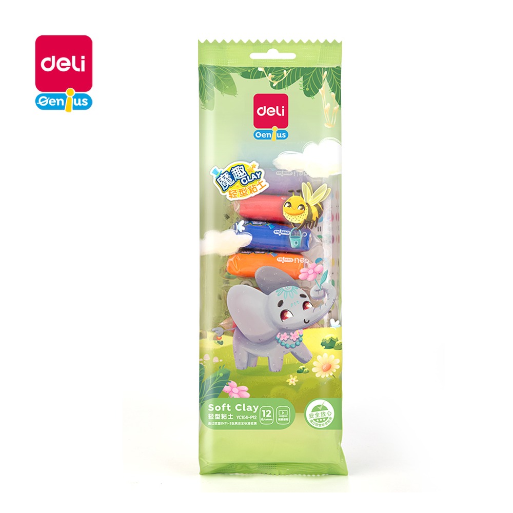 DELI/得力 轻型粘土 YC104-P12 颜色:绿；包装:袋装/箱 单位:袋