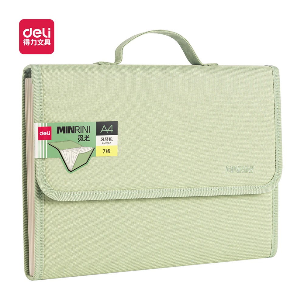 DELI/得力 布质风琴包 PM701-7 颜色:绿色；材质:牛津布tpp；尺寸:330x250x40Gnm) 单位:个