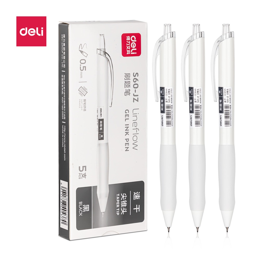 DELI/得力 速干顺滑按动中性笔 S60-JZ 颜色:黑；尺寸:0.5mm；笔芯规格:0.5mm 单位:支