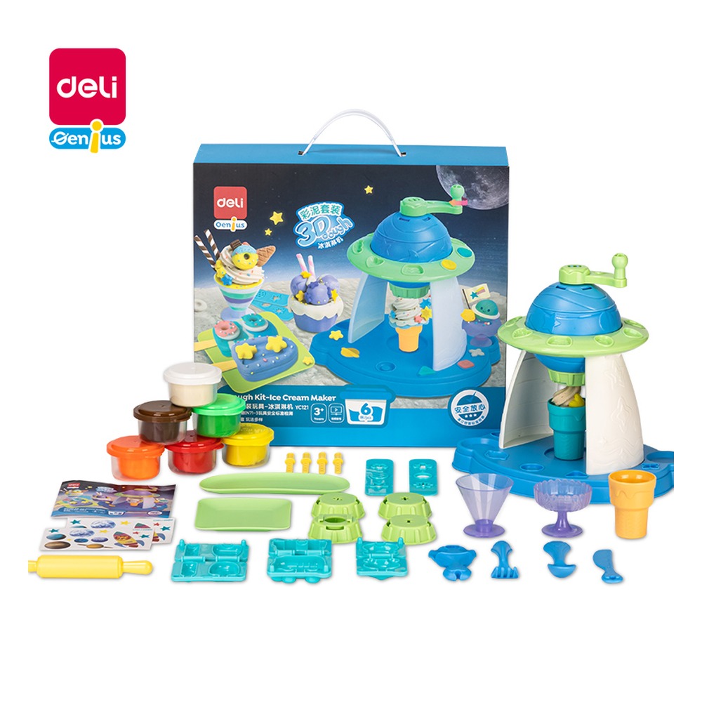 DELI/得力 彩泥玩具星球冰淇淋机 YC121 颜色:混；尺寸:320*300"00mm 入 \ 单位:盒