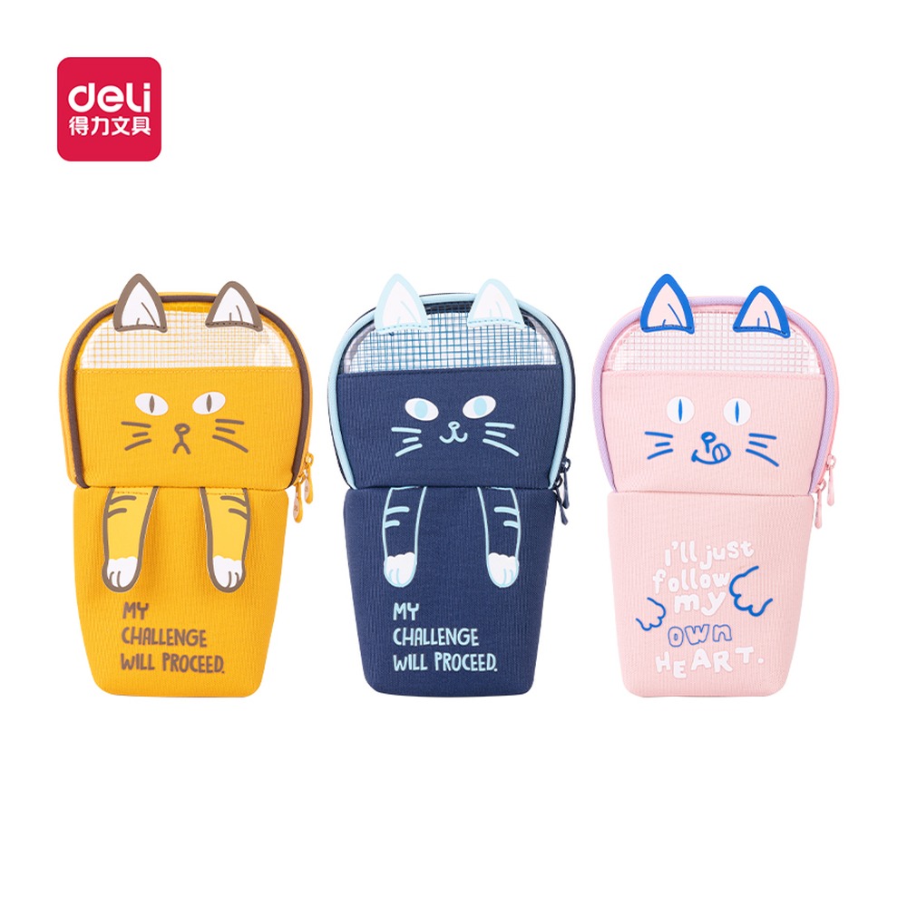 DELI/得力 波波猫站立式多用途笔袋 BC172 颜色:混；结构:站立式 单位:个