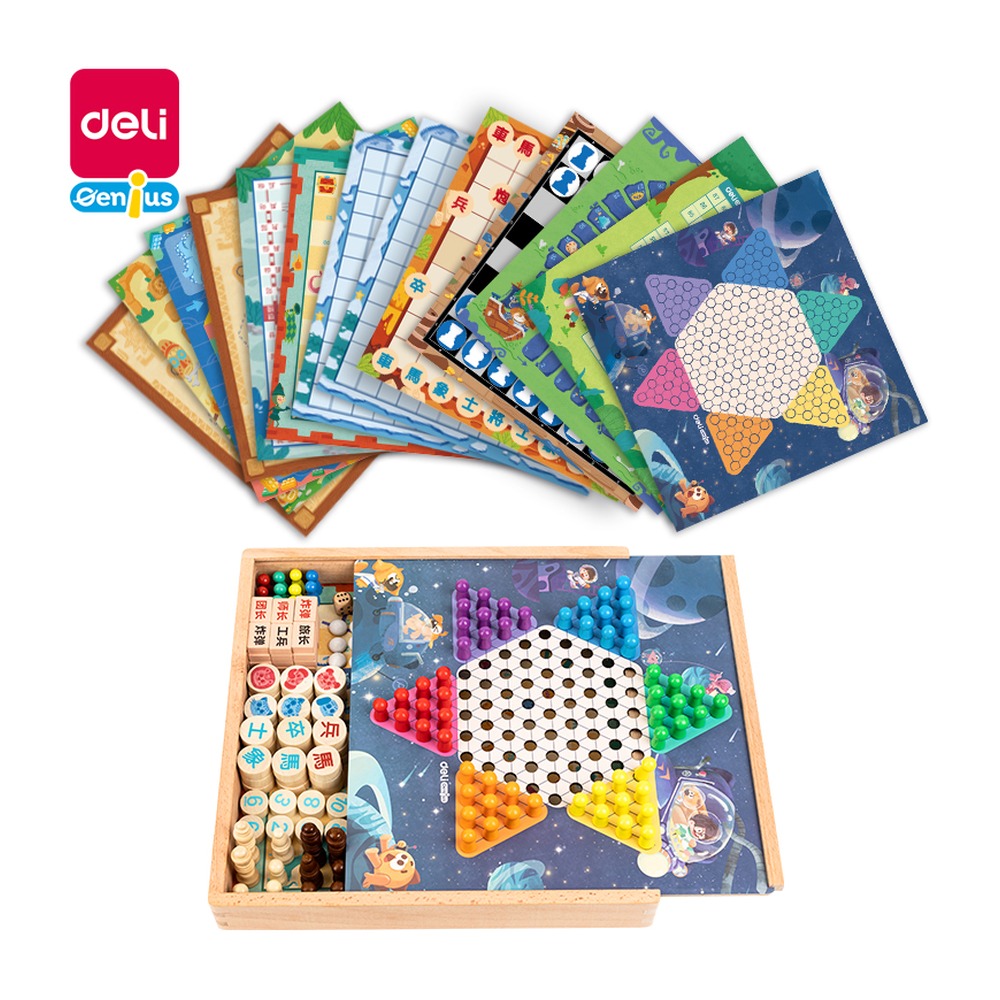 DELI/得力 28合一多功能游戏棋 YW107 颜色:混；材质:木质；结构:28合一 单位:套