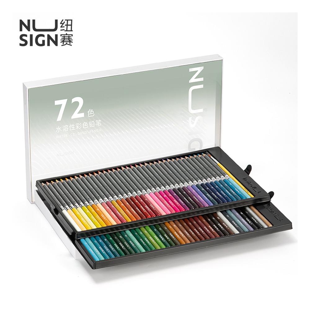 DELI/得力 水溶性彩铅 NS731-72 颜色:混；材质:2mm灰纸板+157g铜版纸、杨木软化.PS；包装:72色/盒 单位:盒