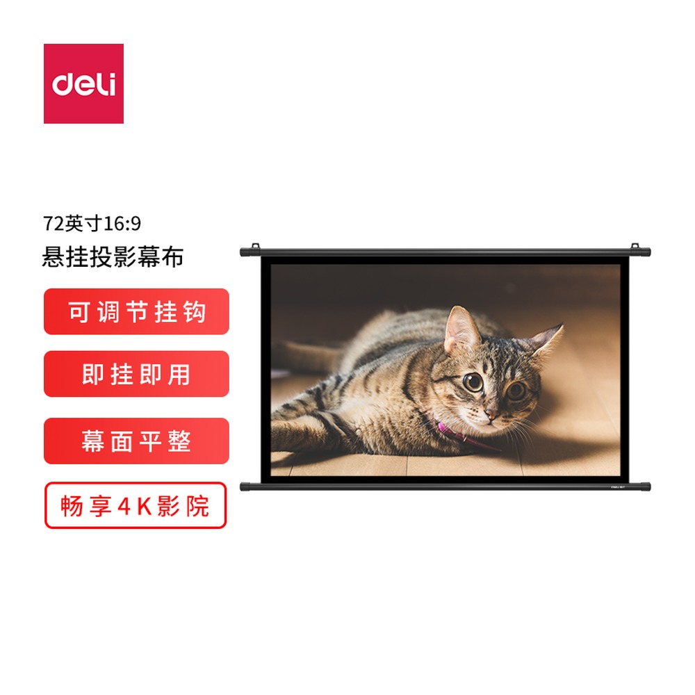DELI/得力 简易悬挂投影幕 MS104 颜色:黑 单位:支