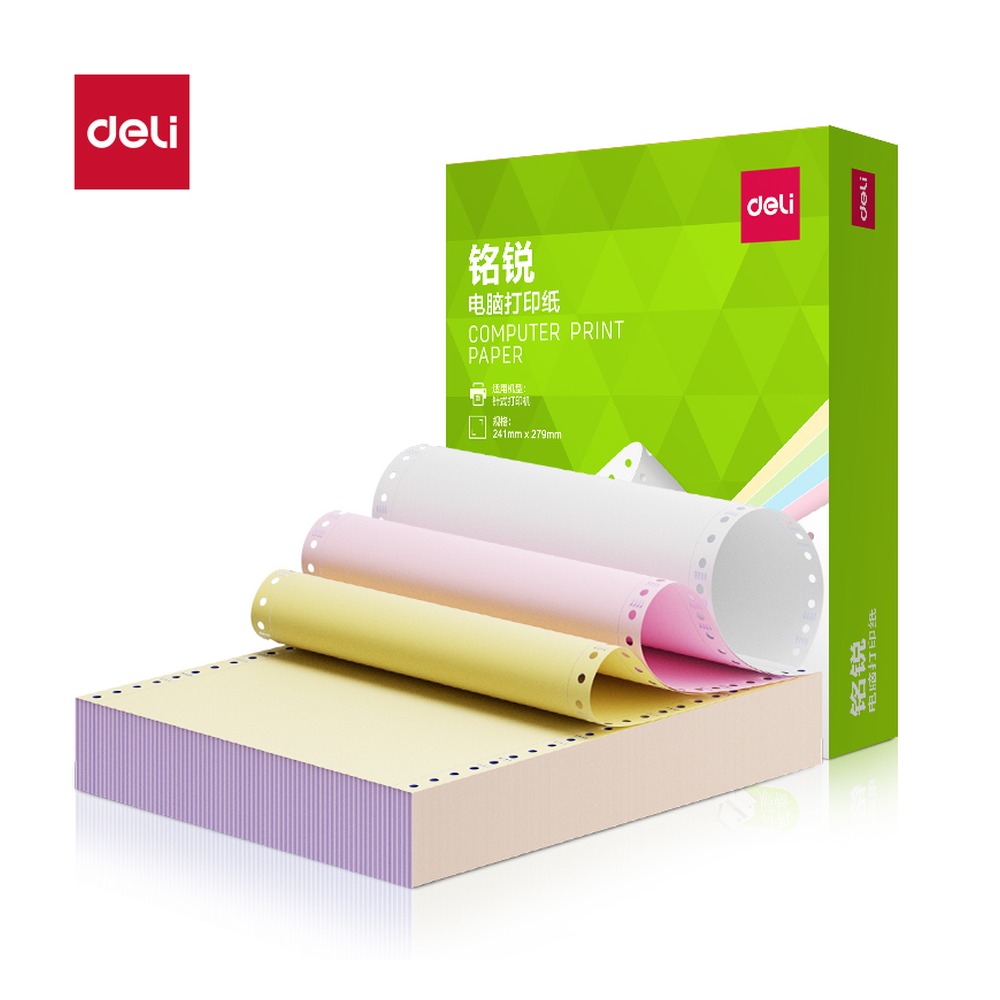 DELI/得力 电脑打印纸 TMR241-3 颜色:彩色；包装:500页/盒；页产量:500页 单位:盒
