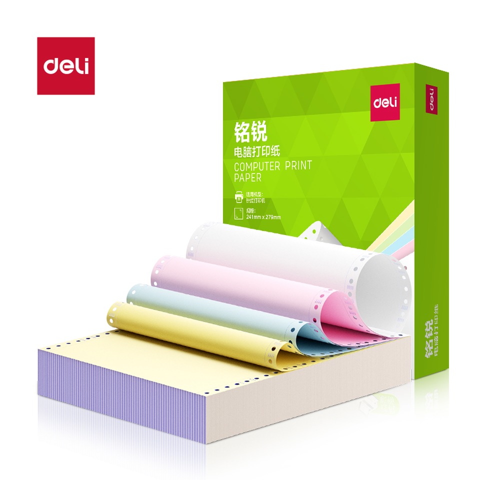 DELI/得力 电脑打印纸 TMR241-4 颜色:彩色；包装:500页/盒；页产量:500页 单位:盒