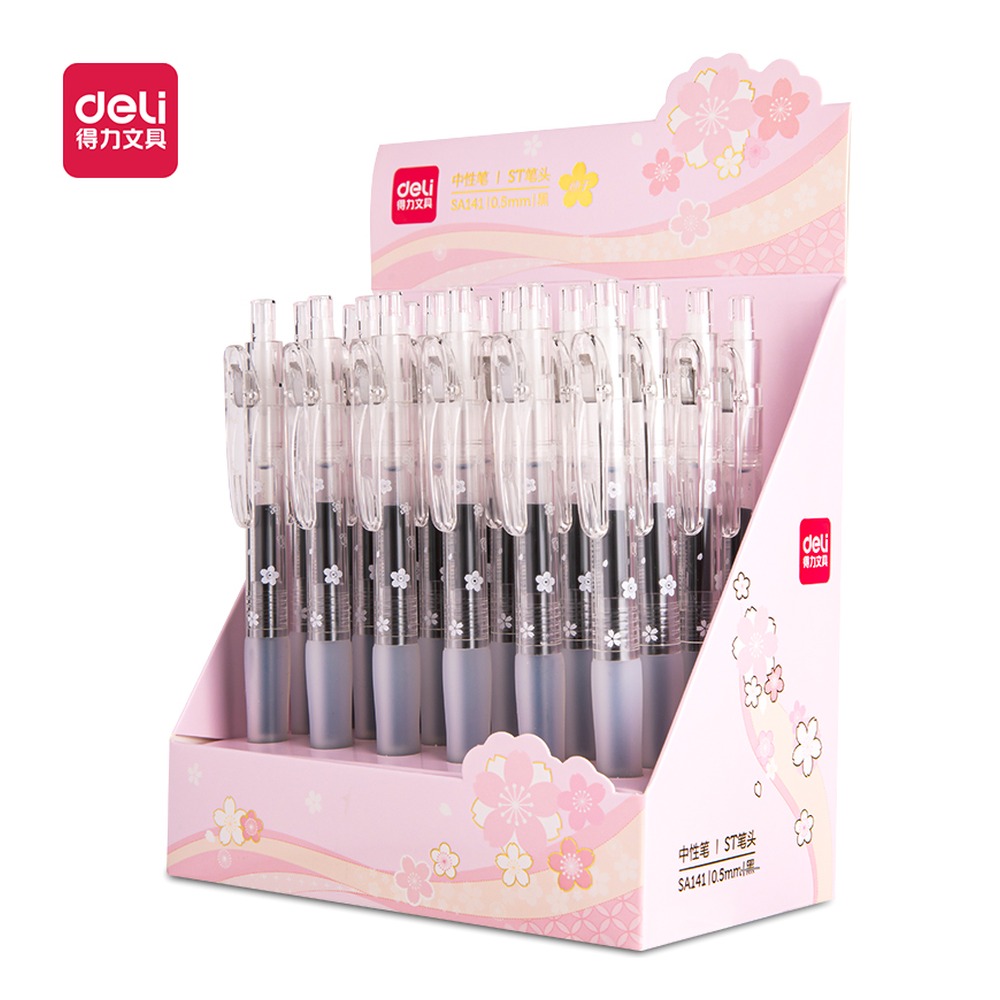 DELI/得力 光樱下3速干按动中性笔 SA141 颜色:黑；尺寸:0.5mm；笔芯规格:0.5mmST头 单位:支