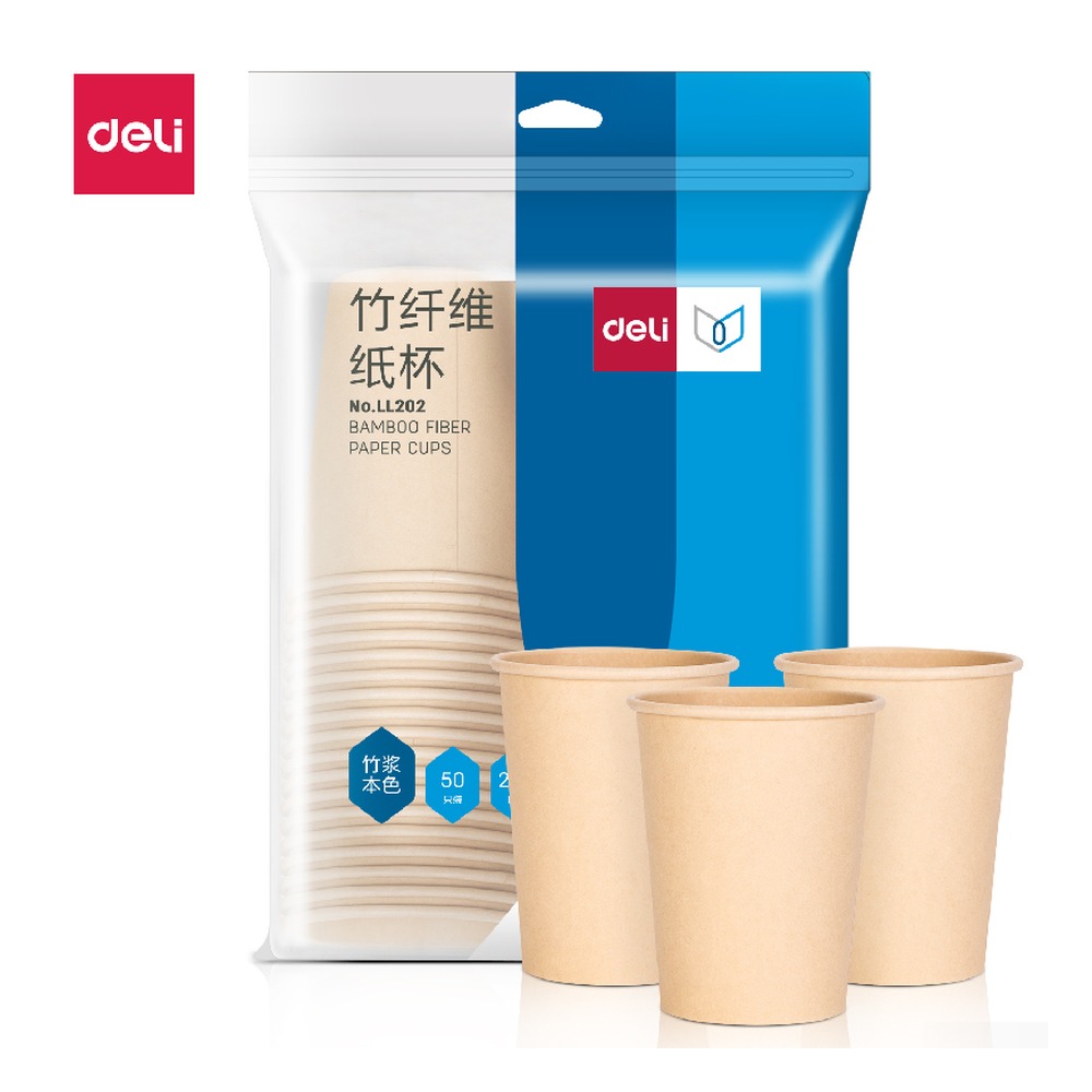 DELI/得力 本色纸杯 LL202 尺寸:228m；容量:228mL；包装:50只/袋 单位:袋