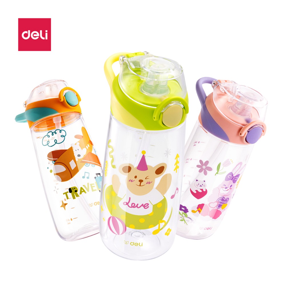 DELI/得力 多彩随手杯 LL304 颜色:混；尺寸:530m；容量:530mL；结构:弹盖双饮口 单位:个