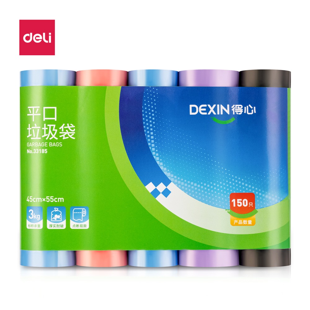 DELI/得力 垃圾袋 33185 颜色:混；包装:30只/卷,5卷/包 单位:包