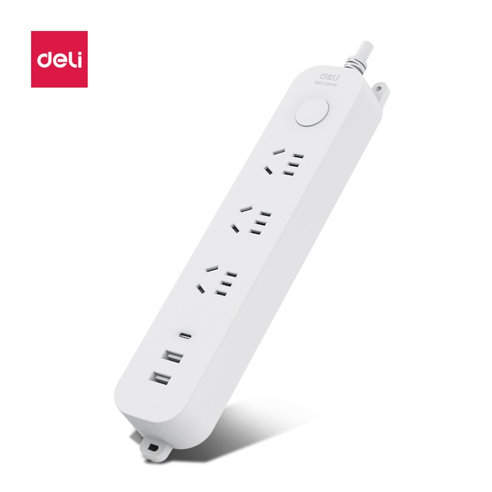 DELI/得力 插座3组+1.8米彩盒 LX3031(1.8) 颜色:白；额定功率:2500W 单位:个