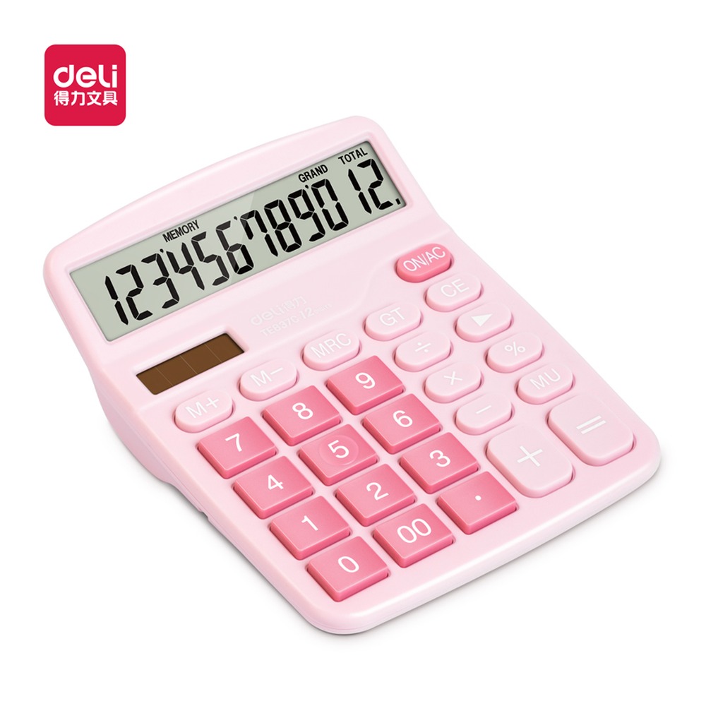 DELI/得力 桌面计算器 TE837C 颜色:粉色；额定功率:2 W 单位:台