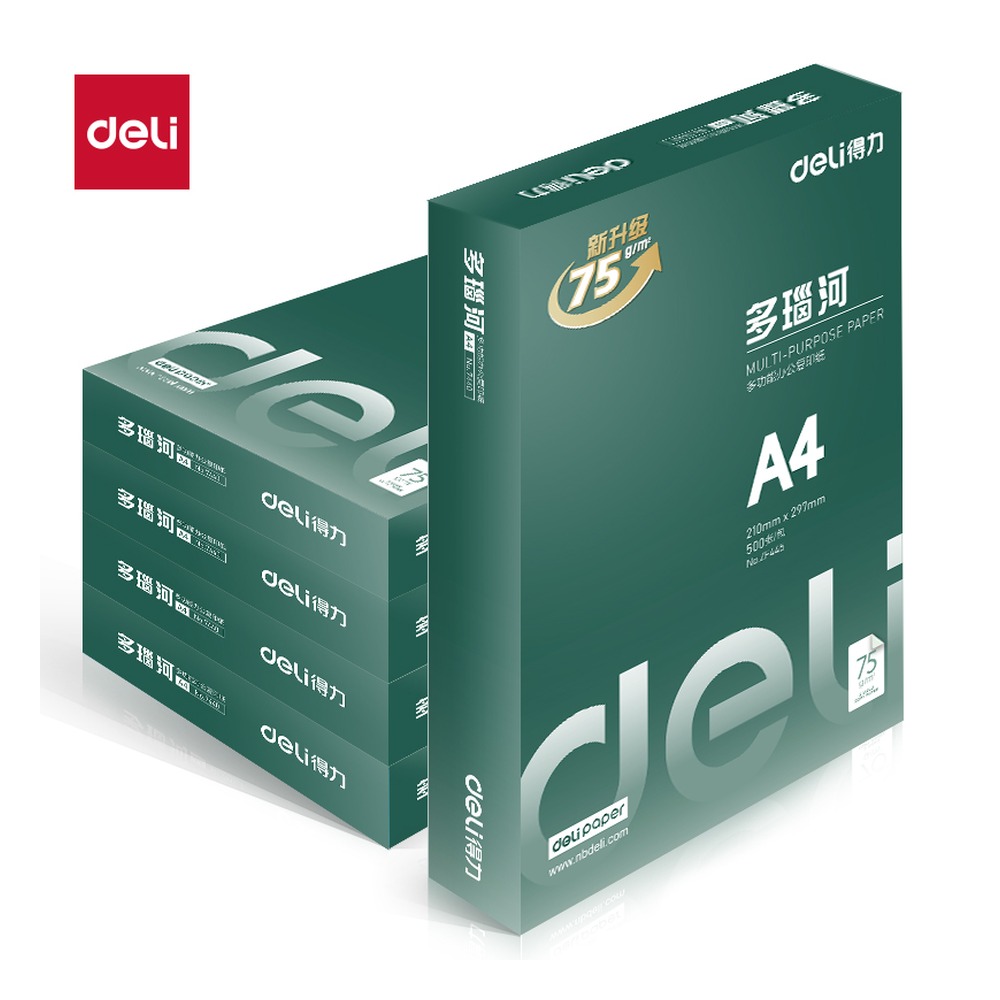 DELI/得力 多瑙河复印纸A4 ZF446 颜色:混；克重:75g；包装:5包；纸张规格:A4 单位:包