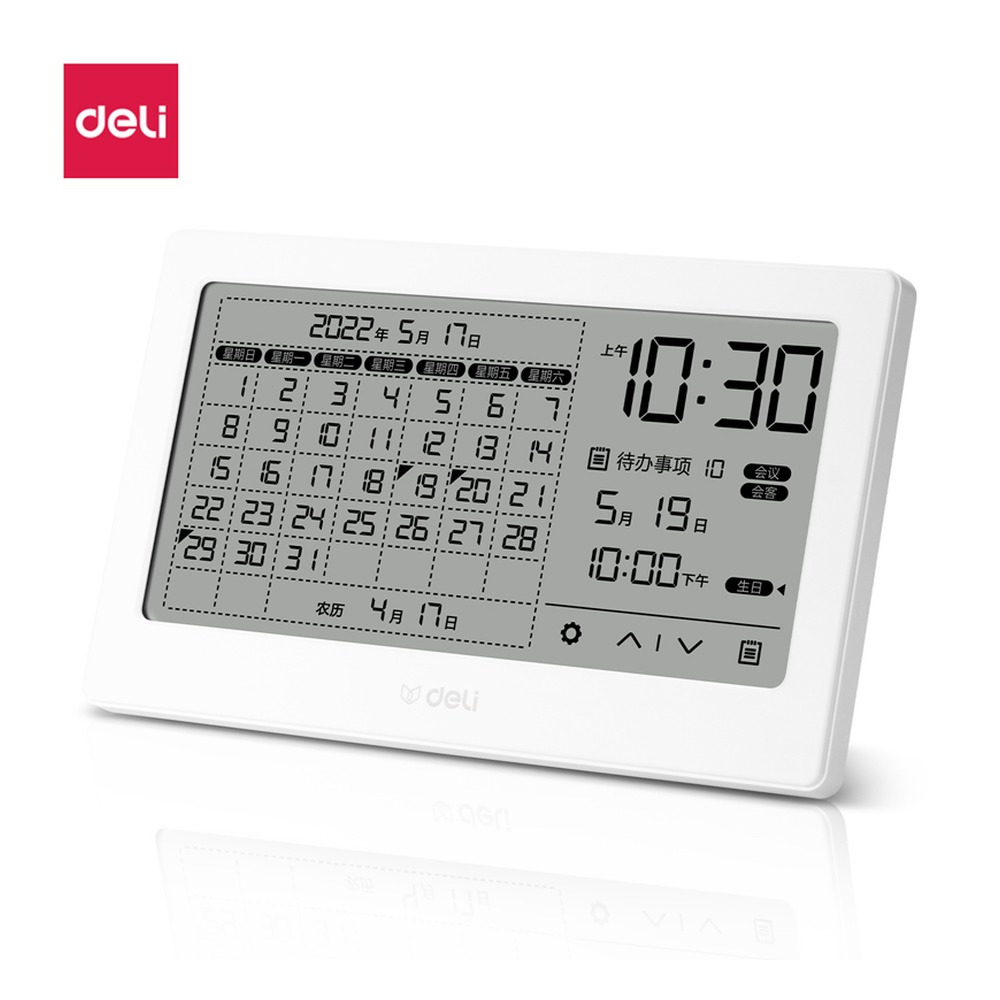 DELI/得力 台历电子钟 LE109 颜色:白色；包装:1台/盒；额定功率:5 W 单位:盒