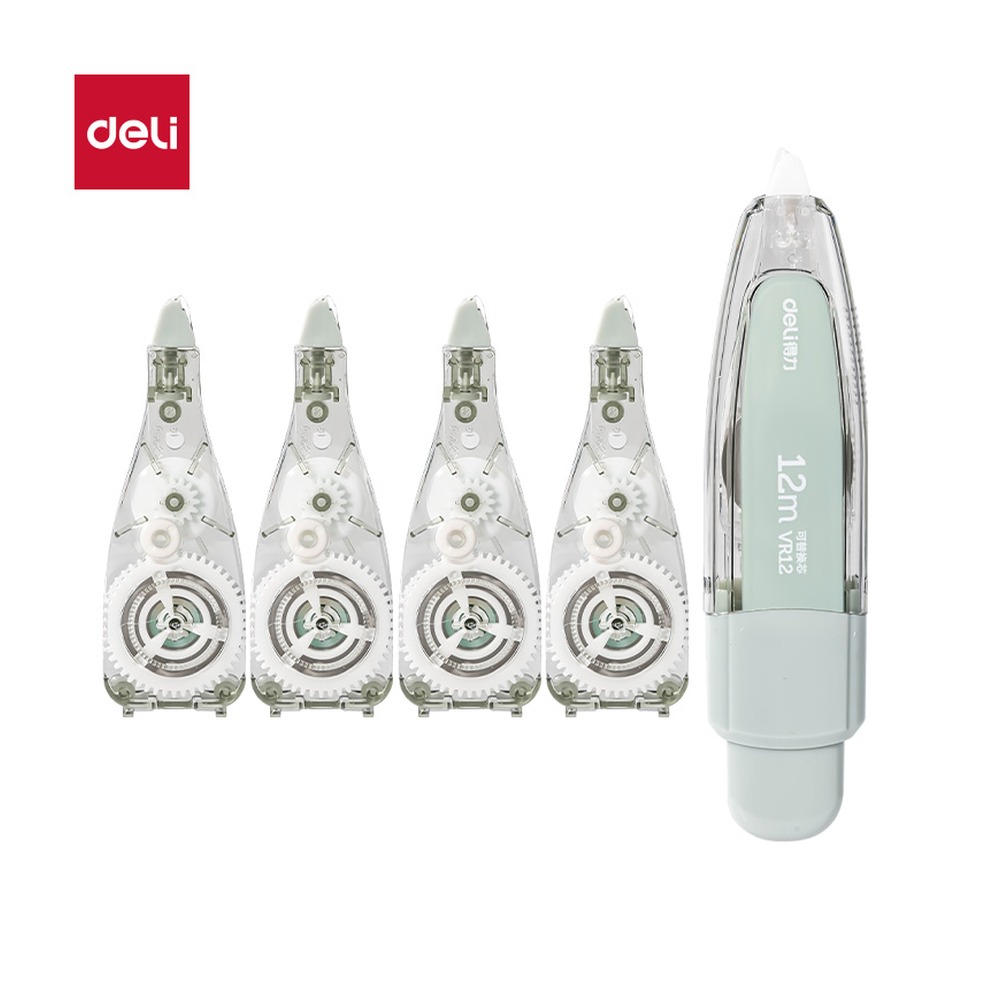 DELI/得力 按动笔形修正带1+装 VR130 颜色:绿；包装:1+4套装 单位:套